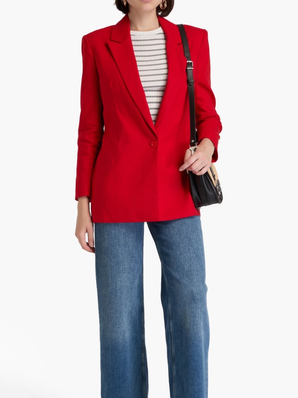 Alice and Olivia Red Tailored Blazer XS Single Button Career wear oversized